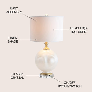 Lucette 26.5" Glass/Crystal LED Table Lamp - JONATHAN Y